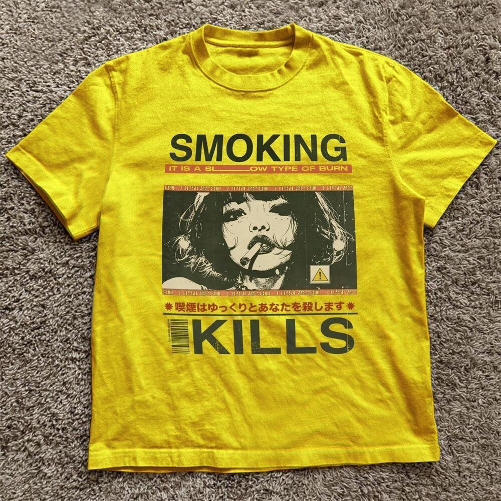 Yellow Smoking Kills Anime Girl